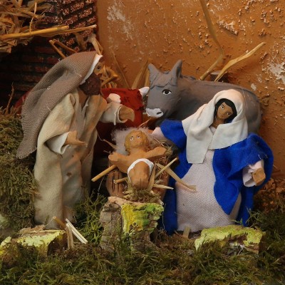 Capanna Completa di Natività in Movimento e Luci 50x26 cm 87497+79343