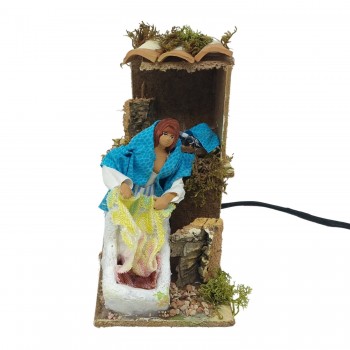 Lavandaia con Pila 12 cm Pastore per Presepe in Movimento 14x9 cm