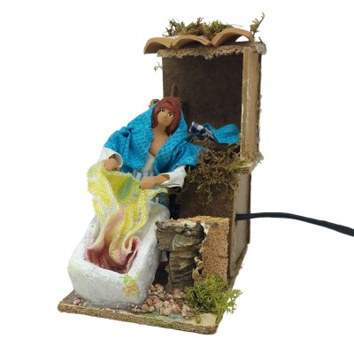 Lavandaia con Pila 12 cm Pastore per Presepe in Movimento 14x9 cm