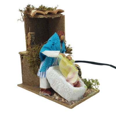 Lavandaia con Pila 12 cm Pastore per Presepe in Movimento 14x9 cm