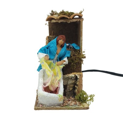 Lavandaia con Pila 12 cm Pastore per Presepe in Movimento 14x9 cm