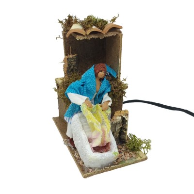 Lavandaia con Pila 12 cm Pastore per Presepe in Movimento 14x9 cm