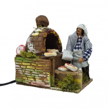 Il Pizzaiolo 12 cm Pastore per Presepe in Movimento 14x9 cm