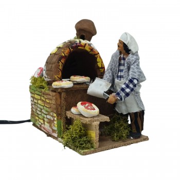 Il Pizzaiolo 12 cm Pastore per Presepe in Movimento 14x9 cm