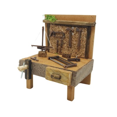 Banchetto con Attrezzi da Falegname Miniatura per Presepe