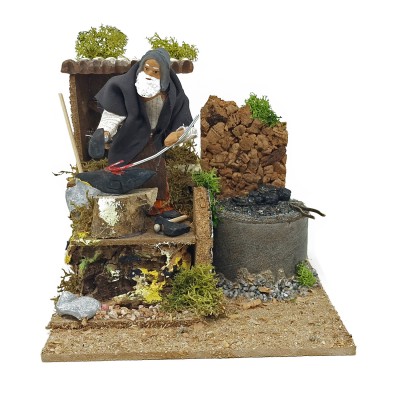 Fabbro con Fucina Pastore per Presepe in Movimento Statuina 12 cm