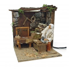 Falegname con Banchetto Pastore per Presepe in Movimento Statuina 12 cm