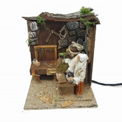Falegname con Banchetto Pastore per Presepe in Movimento Statuina 12 cm