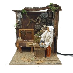Falegname con Banchetto Pastore per Presepe in Movimento Statuina 12 cm