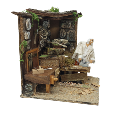 Falegname con Banchetto Pastore per Presepe in Movimento Statuina 12 cm