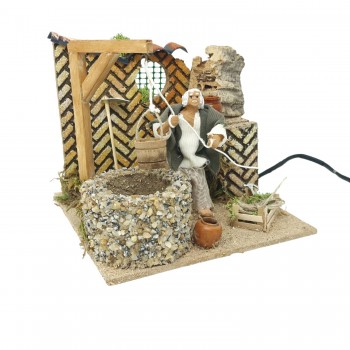 Uomo con Pozzo Scena in Movimento per Presepe 17x17 cm 79226