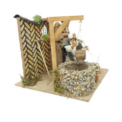 Uomo con Pozzo Scena in Movimento per Presepe 17x17 cm 79226
