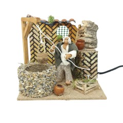 Uomo con Pozzo Scena in Movimento per Presepe 17x17 cm 79226