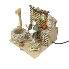 Uomo con Pozzo Scena in Movimento per Presepe 17x17 cm 79226
