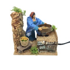 Donna con Setaccio Pastore in Movimento Presepe Statuina 12 cm