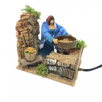 Donna con Setaccio Pastore in Movimento Presepe Statuina 12 cm