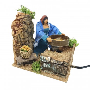 Donna con Setaccio Pastore in Movimento Presepe Statuina 12 cm