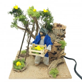 Pastore per Presepe in Movimento Raccoglitore di Limoni Statuina 12 cm