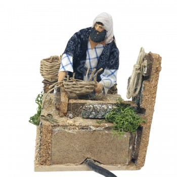 Pastore per Presepe in Movimento Cestaio Statuina 12 cm