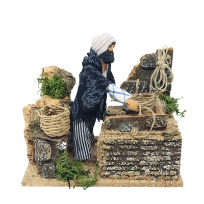 Pastore per Presepe in Movimento Cestaio Statuina 12 cm 2