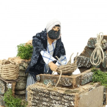 Pastore per Presepe in Movimento Cestaio Statuina 12 cm