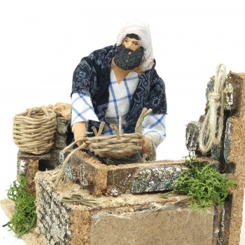 Pastore per Presepe in Movimento Cestaio Statuina 12 cm