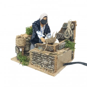 Pastore per Presepe in Movimento Cestaio Statuina 12 cm