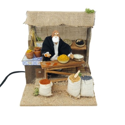 Venditore di Spezie Pastore per Presepe in Movimento Statuina 12 cm