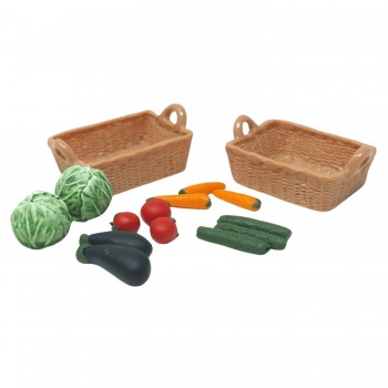 Ortaggi Verdure Miste con 2 Cassette in Miniatura per Presepe