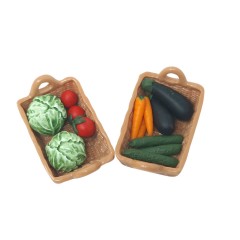 Ortaggi Verdure Miste con 2 Cassette in Miniatura per Presepe