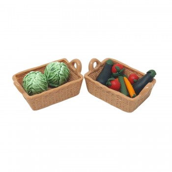 Ortaggi Verdure Miste con 2 Cassette in Miniatura per Presepe