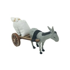 Carretto di Legno Asino e Sacchi per Presepe 50732