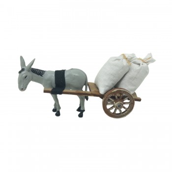 Carretto di Legno Asino e Sacchi per Presepe 50732