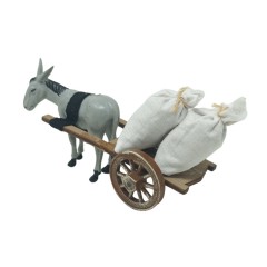 Carretto di Legno Asino e Sacchi per Presepe 50732