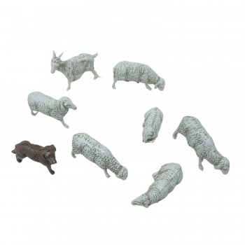 Gruppo 6 Pecore e Cane Animali per Presepe SM1003