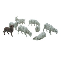 Gruppo 6 Pecore e Cane Animali per Presepe SM1003