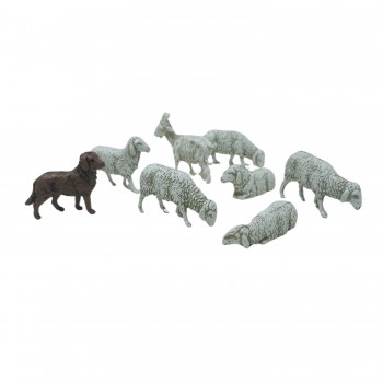 Gruppo 6 Pecore e Cane Animali per Presepe SM1003