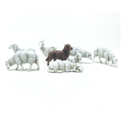 Gruppo 6 Pecore e Cane Animali per Presepe SM1003