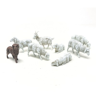 Gruppo 6 Pecore e Cane Animali per Presepe SM1003