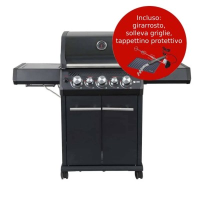 Barbecue a Gas S-318 Black con Accessori Inclusi
