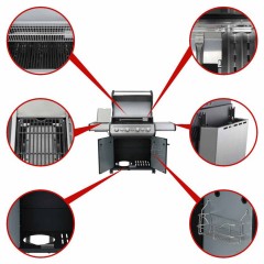 Barbecue a Gas S-418 Black con Accessori Inclusi