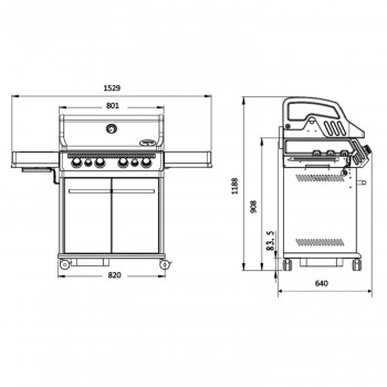 Barbecue a Gas S-418 Black con Accessori Inclusi