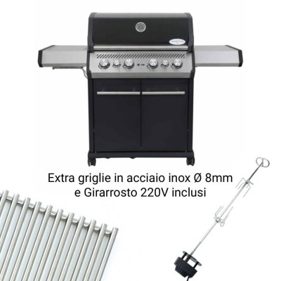 Barbecue a Gas S-418 Black con Accessori Inclusi