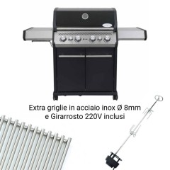Barbecue a Gas S-418 Black con Accessori Inclusi