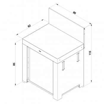 Modulo Cucina Piano di Lavoro Verde Salvia 80 cm
