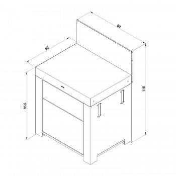 Modulo Cassettiera Piano da Lavoro 2 Cassetti Verde Salvia