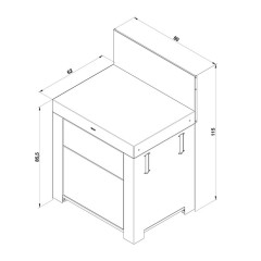 Modulo Cassettiera Piano da Lavoro 2 Cassetti Verde Salvia
