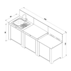 Cucina da Esterno Classic 240 cm Verde Salvia