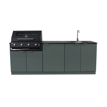 Cucina da Esterno Porta Maggiore Barbecue Piano Lavoro e Lavello Verde Officine