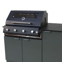 Cucina da Esterno Porta Maggiore Barbecue Piano Lavoro e Lavello Verde Officine